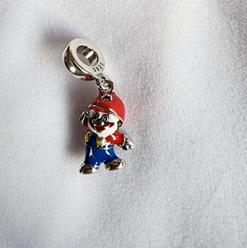 New sterling silver super Mario dangle charm for jewelry / Pandora like bracelet
